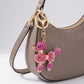Poodle Rhinestone Keychain Bag Charm with Lobster Clasp and Key Ring