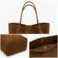 Large Suede-Like Shoulder Tote Bag with Long Handles