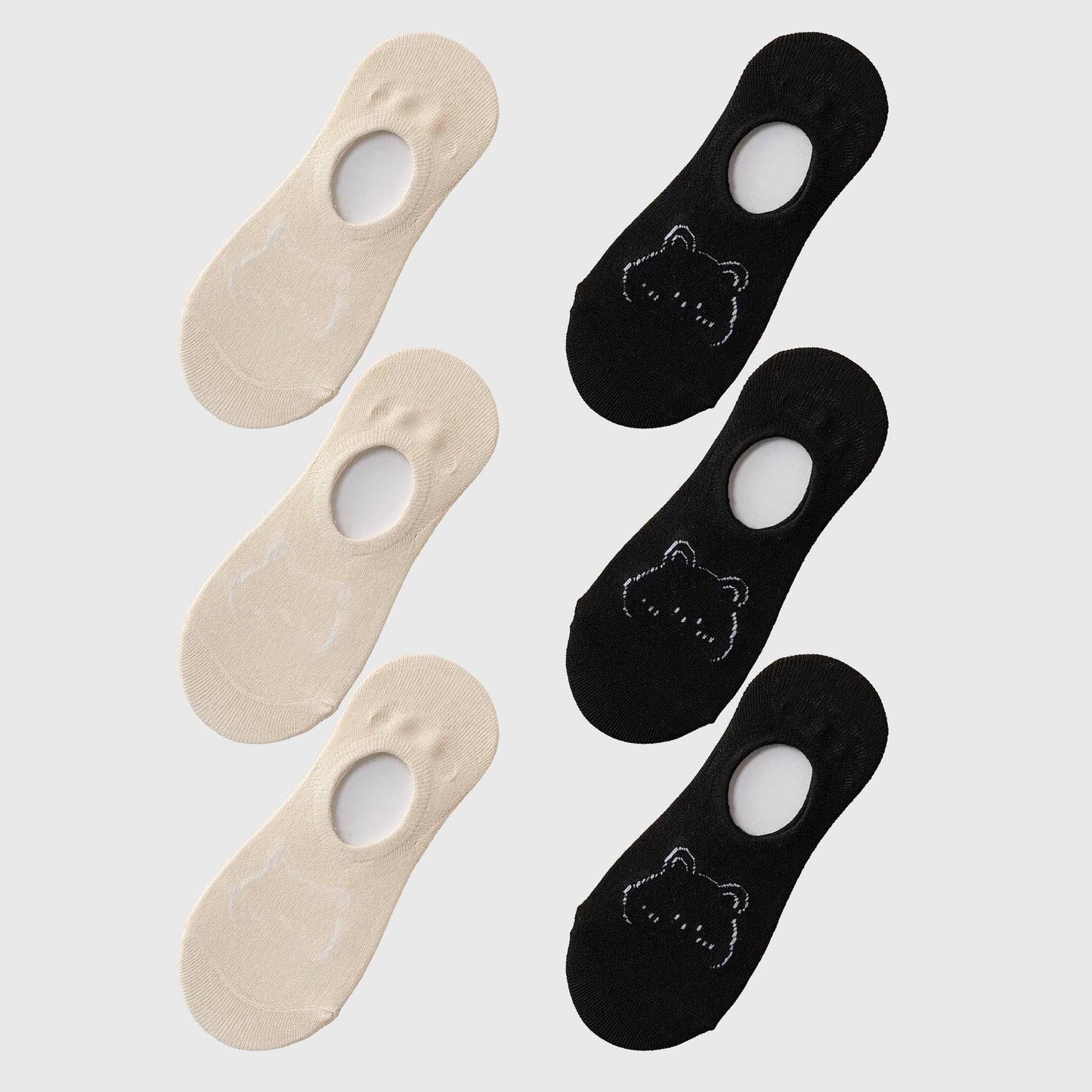 Non-slip No Show Socks 6pk Invisible Liner Adorable Bear