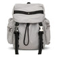 Flap Drawstring Backpack with Dual Buckle Straps and Zippered Side Pockets