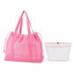 Mesh Drawstring Tote Bag with Carry Handles and Organizer Pouch