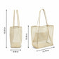 Mesh Tote Bag Large Capacity Lightweight Polyester Shoulder Handbag with Inner Pouch
