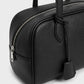 Smooth Grain Rectangular Boston Shoulder Bag with Fixed Long Top Handles & Full Zip Closure 11.8x7.1x4.7in
