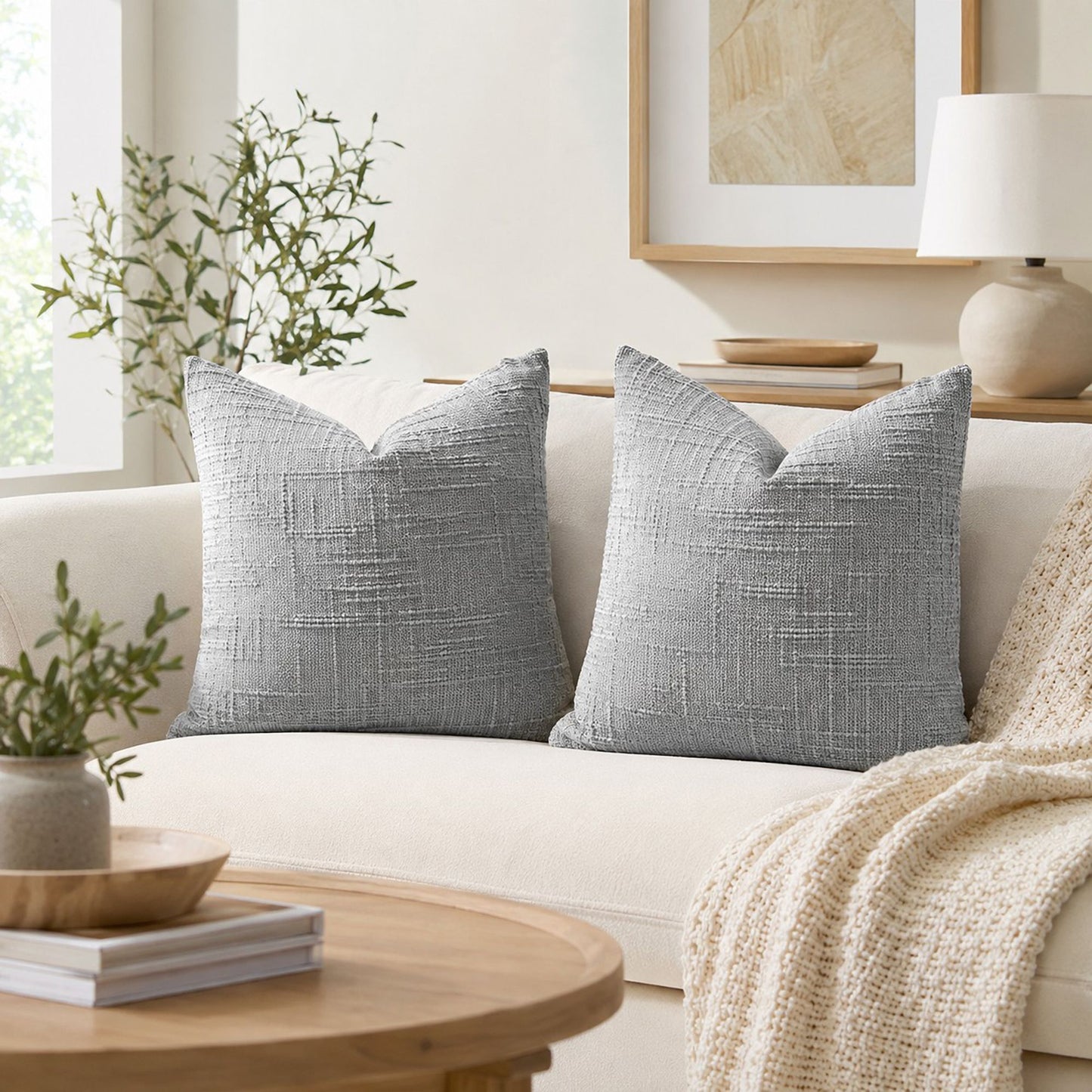 Textured Geometric Decorative Throw Pillow Cover Soft Accent Cushion Cover for Sofa Bed