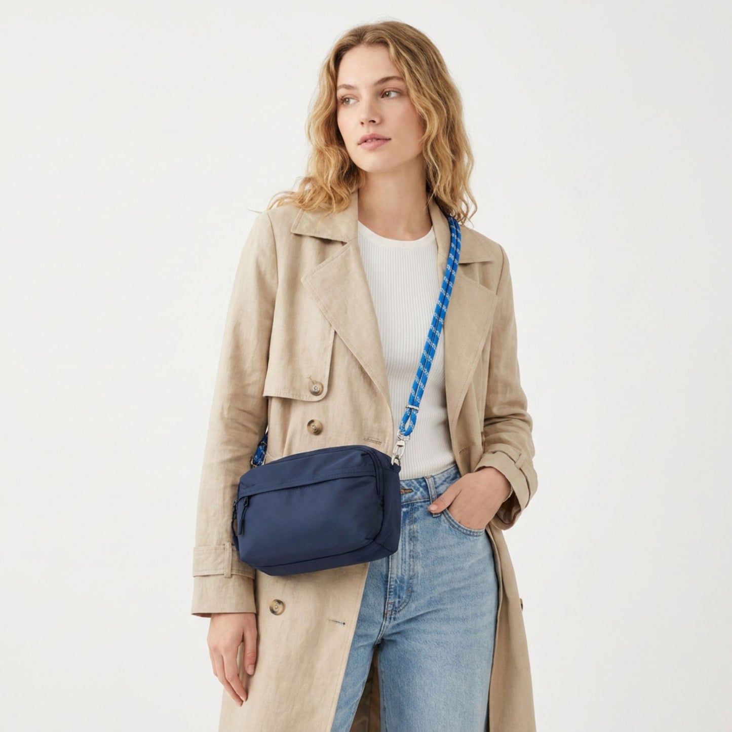 Small Nylon Crossbody Bag with Rope Strap