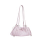 Woven Leather Shoulder Satchel with Ruched Top Detail Long Straps and Slouchy Shape