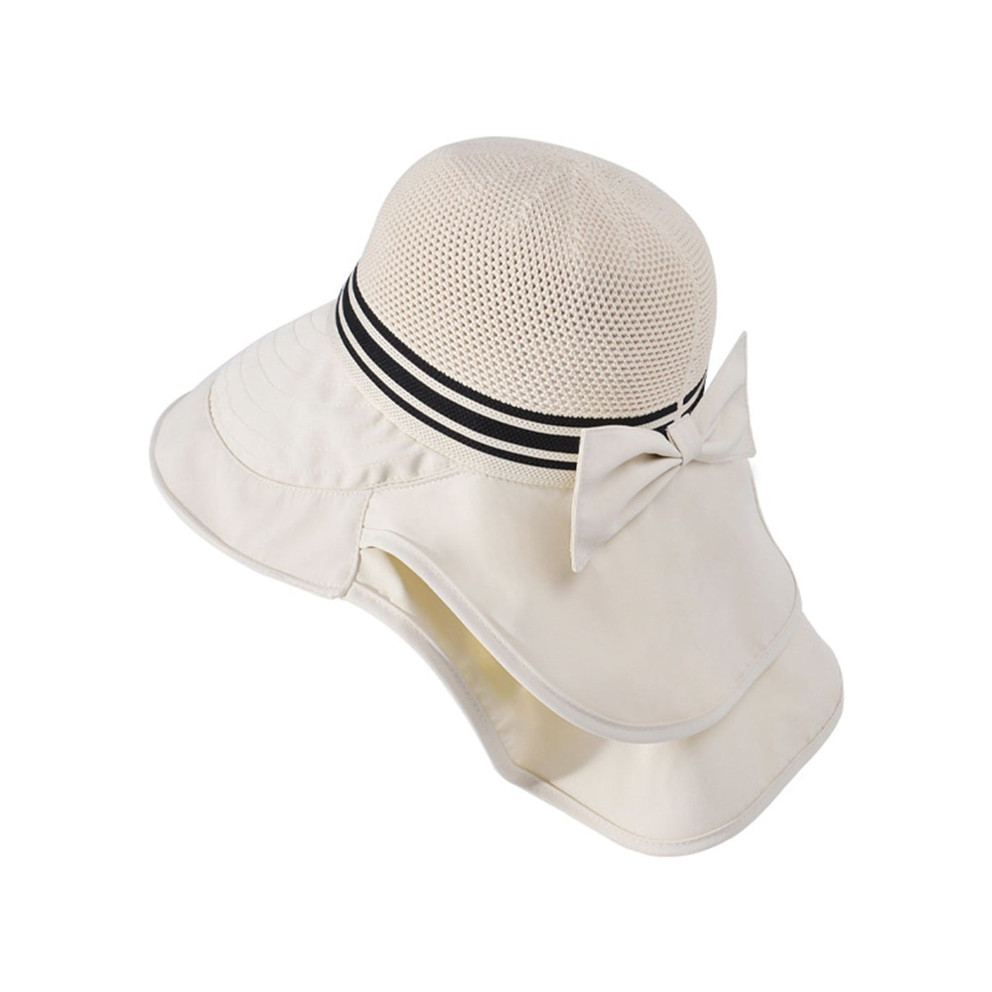 Wide Brim Mesh Sun Hat with Back Bow UV Protection Foldable Travel Hat for Women Outdoor Summer Style