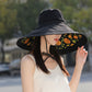 Women's Reversible Wide - Brim Sun Hat with Fruit Pattern Lining