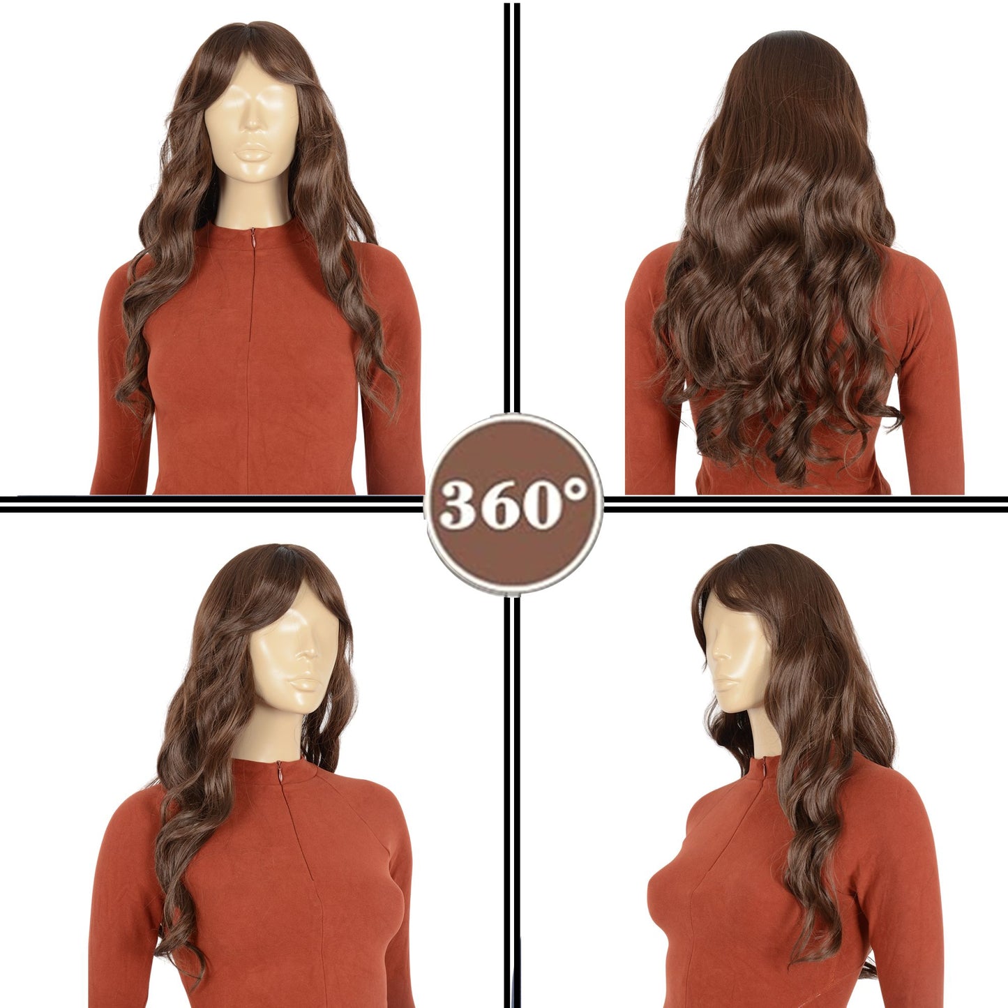 Long Wavy Hair Wig for Women with Bangs Heat-Resistant Curly Synthetic Wig for Daily and Party Use