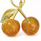 Cherry Charm Keychain with Glitter Fruit Pendant Gold Tone Clip and Key Ring Bag Accessory
