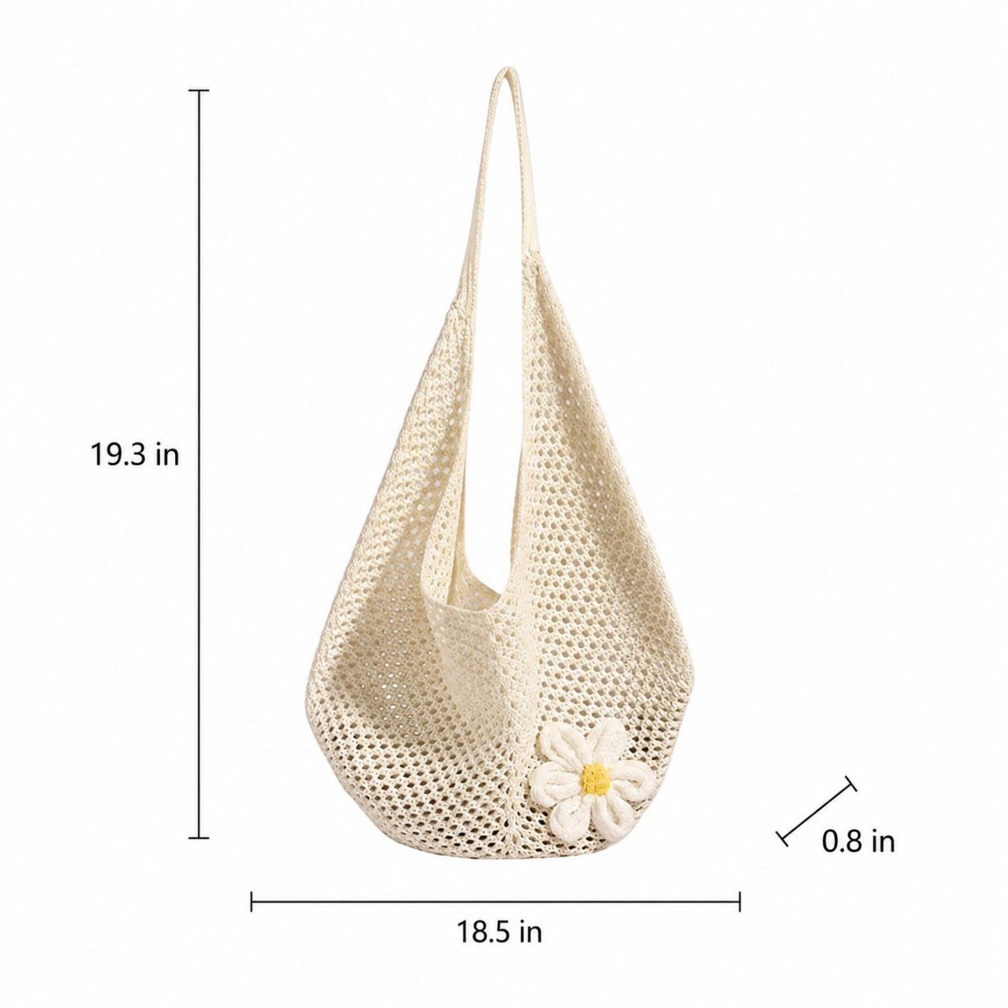 Flower Detail Woven Tote Bag for Women - Lightweight Summer Shoulder Bag for Vacation