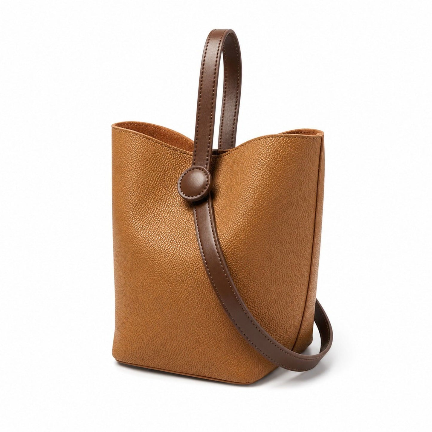 Bucket Crossbody Bag with Top Handle Adjustable Strap and Pebbled Texture