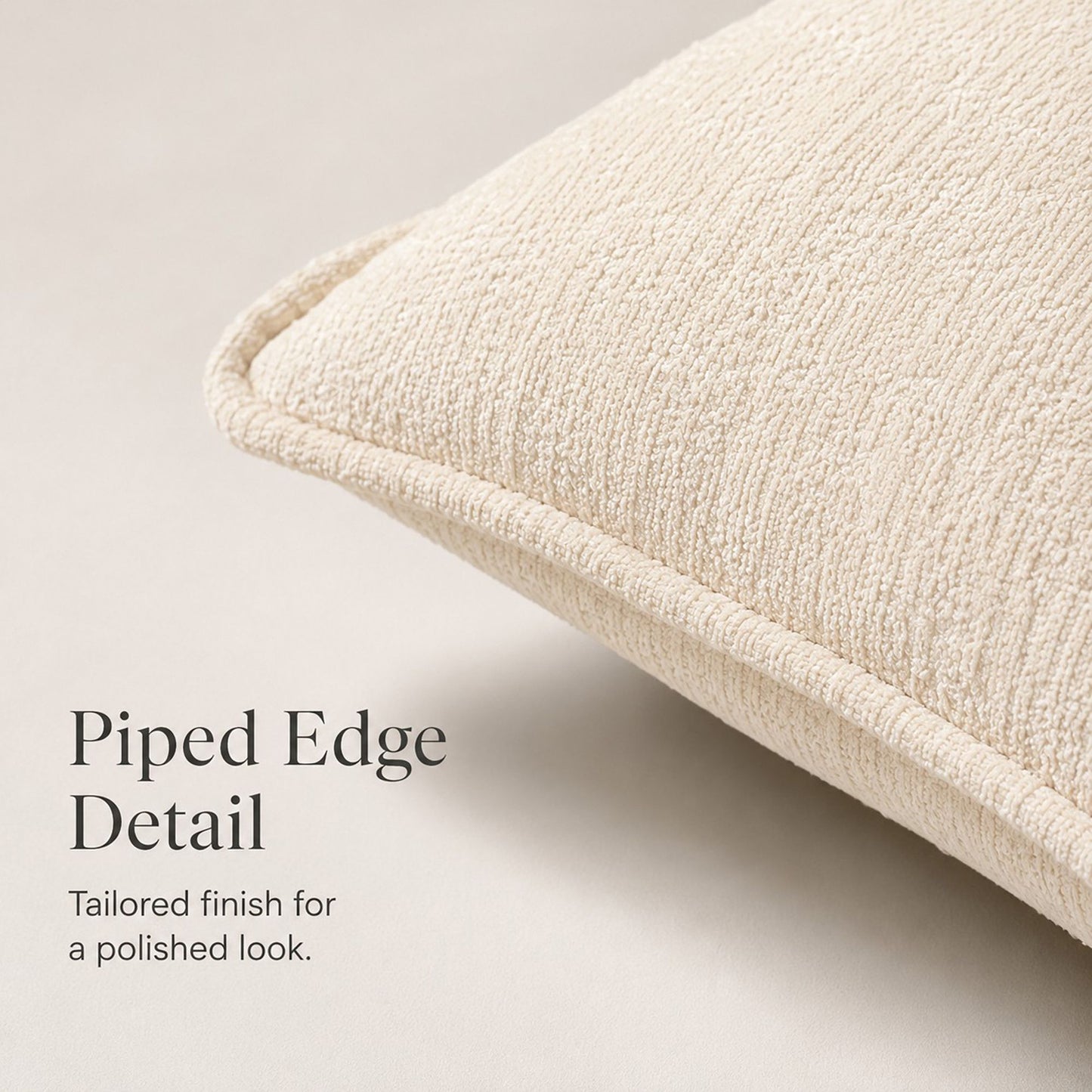 Textured Decorative Throw Pillow Cover Piped Edge Accent Cushion for Sofa Bed Chair