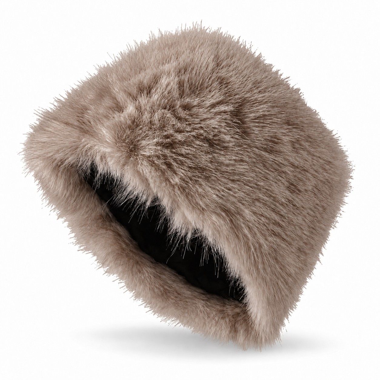 Faux Fur Pillbox Hat Soft Plush Brimless Winter Fashion Cap