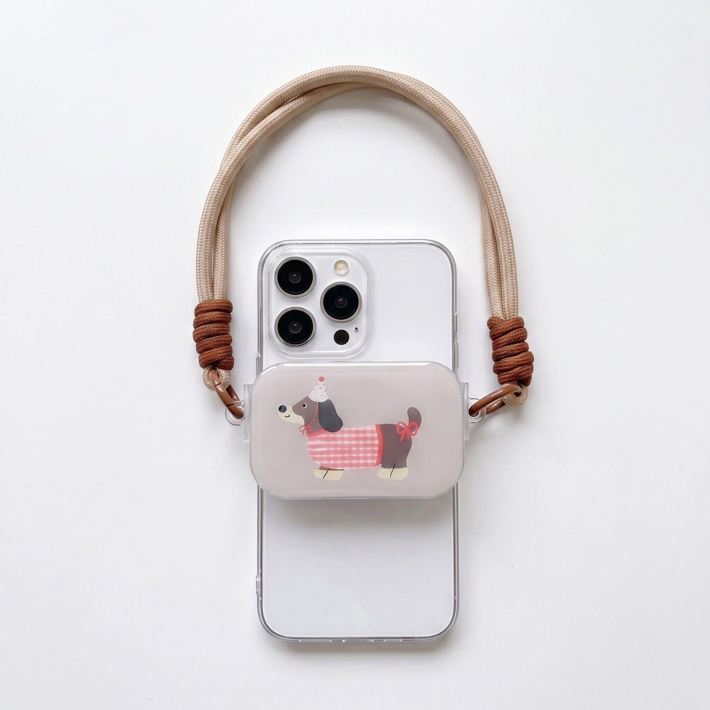 Dachshund Graphic Clear Phone Case Design with Cord Strap Compatible with all iPhone 14 and later models