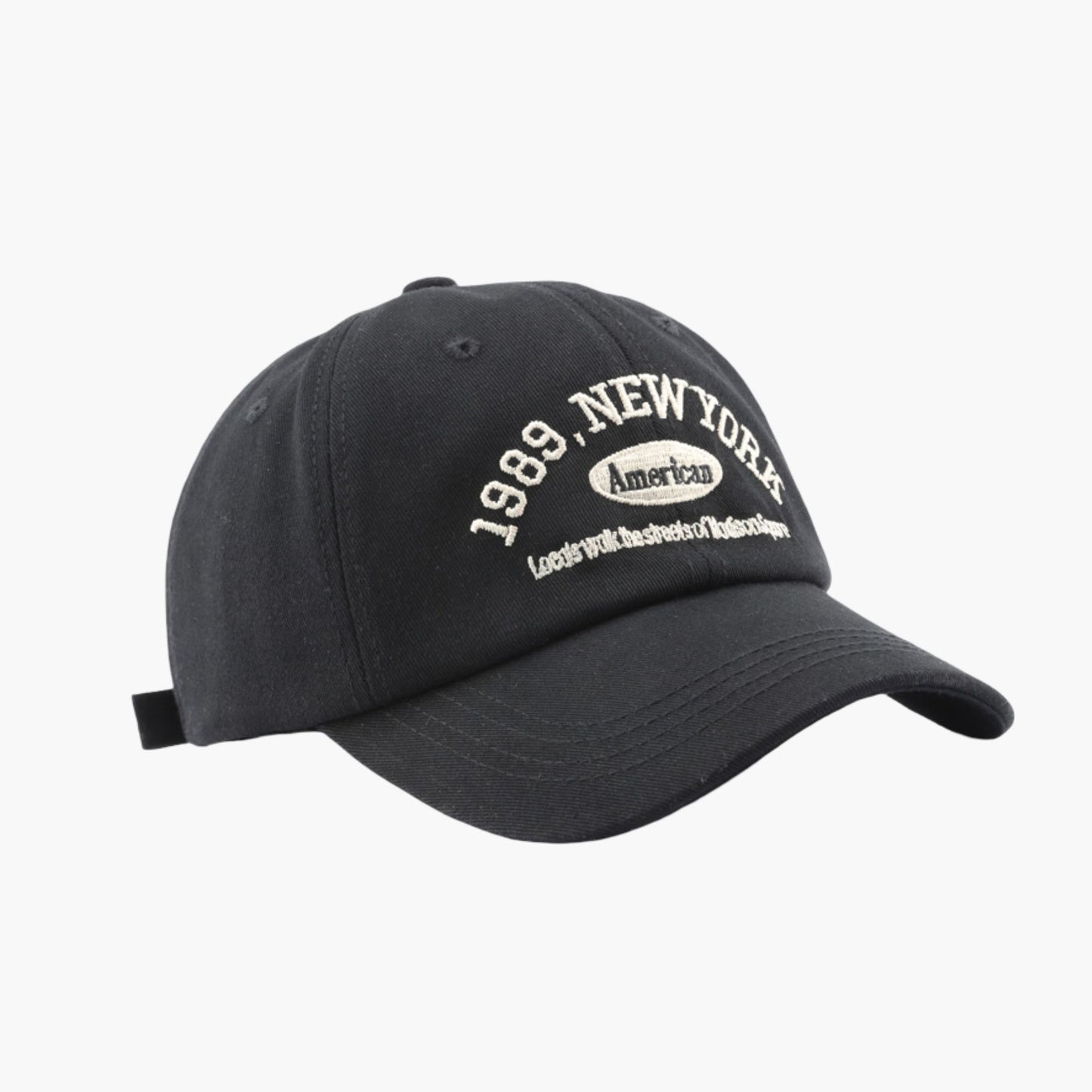 Cotton Baseball Cap with Embroidered Lettering Adjustable Strap Back