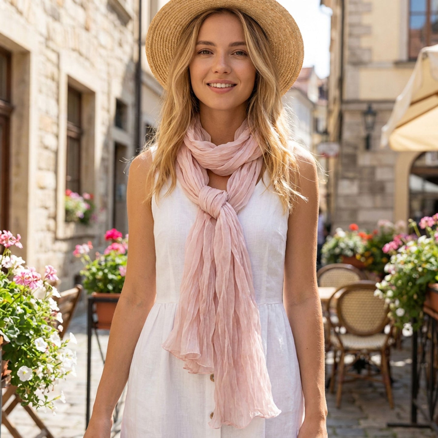 Lightweight Pleated Fashion Scarf Elegant Solid Color Long Wrap Shawl 70.5¡Á31.5 Inches