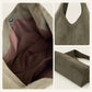 Large Faux Suede Hobo Shoulder Bag with Magnetic Closure and Interior Zip Pocket
