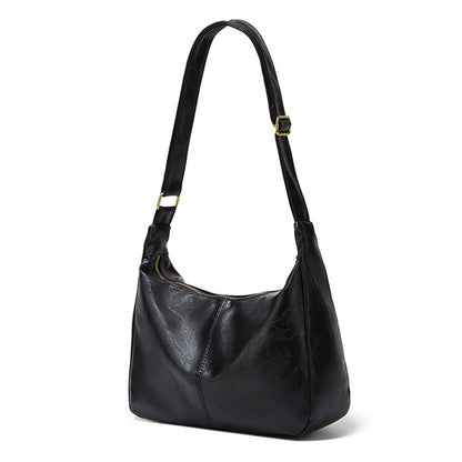 Faux Leather Hobo Shoulder Bag with Adjustable Strap and Zip Pocket