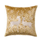 Christmas Reindeer Embroidered Velvet Throw Pillow Cover Gold Holiday Decor