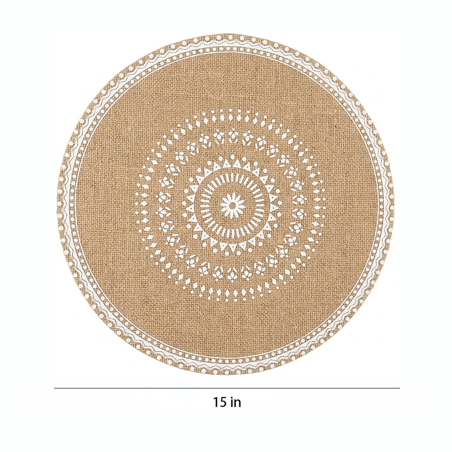 4 Piece Boho Round Placemat Set Woven Look Heat Resistant Table Mats for Dining Table