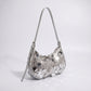 Sequin Crescent Shoulder Bag with Disc Paillette Details and Slim Strap
