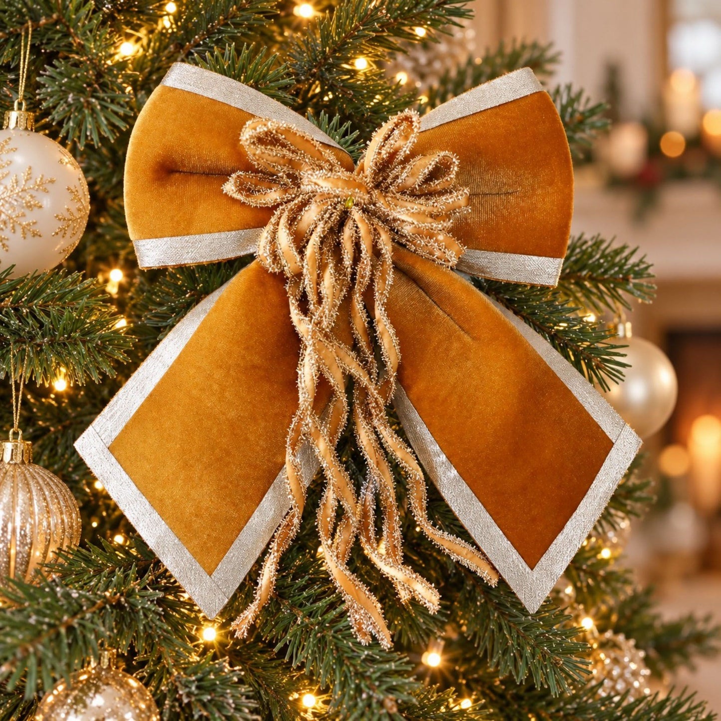 3ct Fabric Christmas Bow Decorations with Gold Trim Burgundy