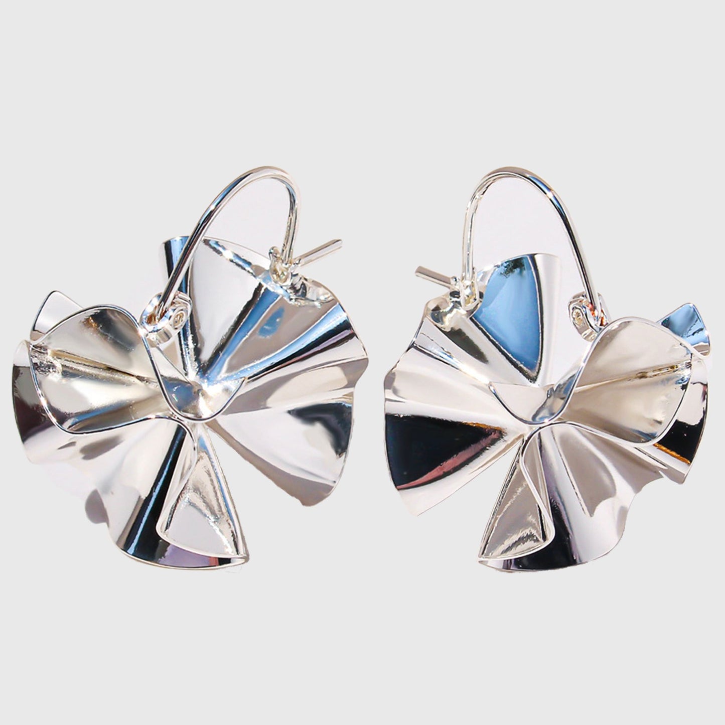 Artistic Pleated Drop Earrings - Brass Statement Earrings