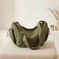 Crescent Crossbody Shoulder Bag with Side Pockets and Adjustable Strap