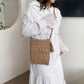 Women's Bohemian Crochet Shoulder Bag with Leather Straps