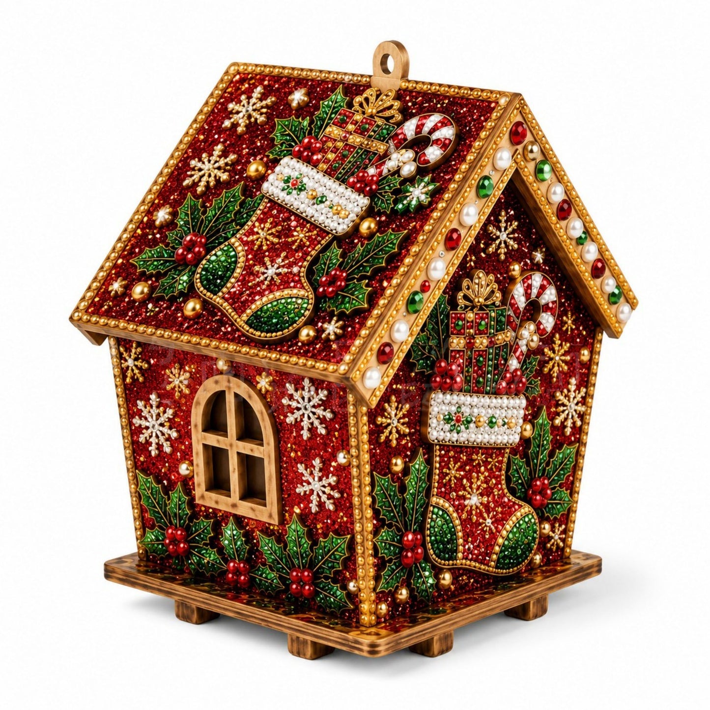 DIY Pearl Art Christmas Birdhouse Craft Kit with 3D Holiday Design