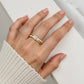 Women's Double Band Ring with Oval Center Pave Detailing and Minimalist Design