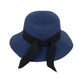Wide Brim Straw Sun Hat with Black Ribbon Bow Adjustable Chin Strap Inner Sweatband for Outdoor and Travel Use