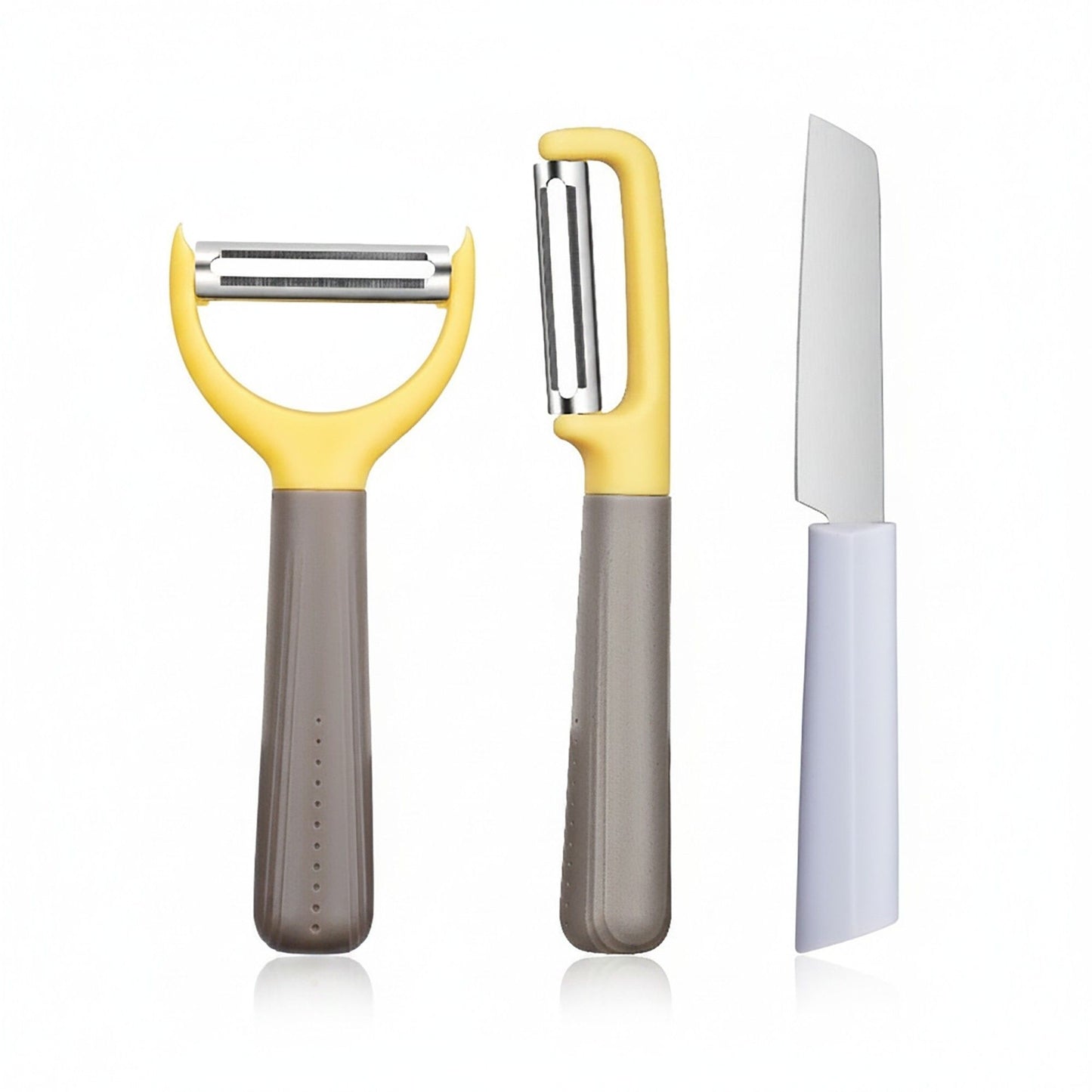 3 Piece Kitchen Prep Tool Set Vegetable Peeler Julienne Peeler Knife Stainless Steel Blades Ergonomic Handle