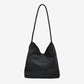 Black Sequin Embellished Braided Shoulder Bag Canvas Handbag