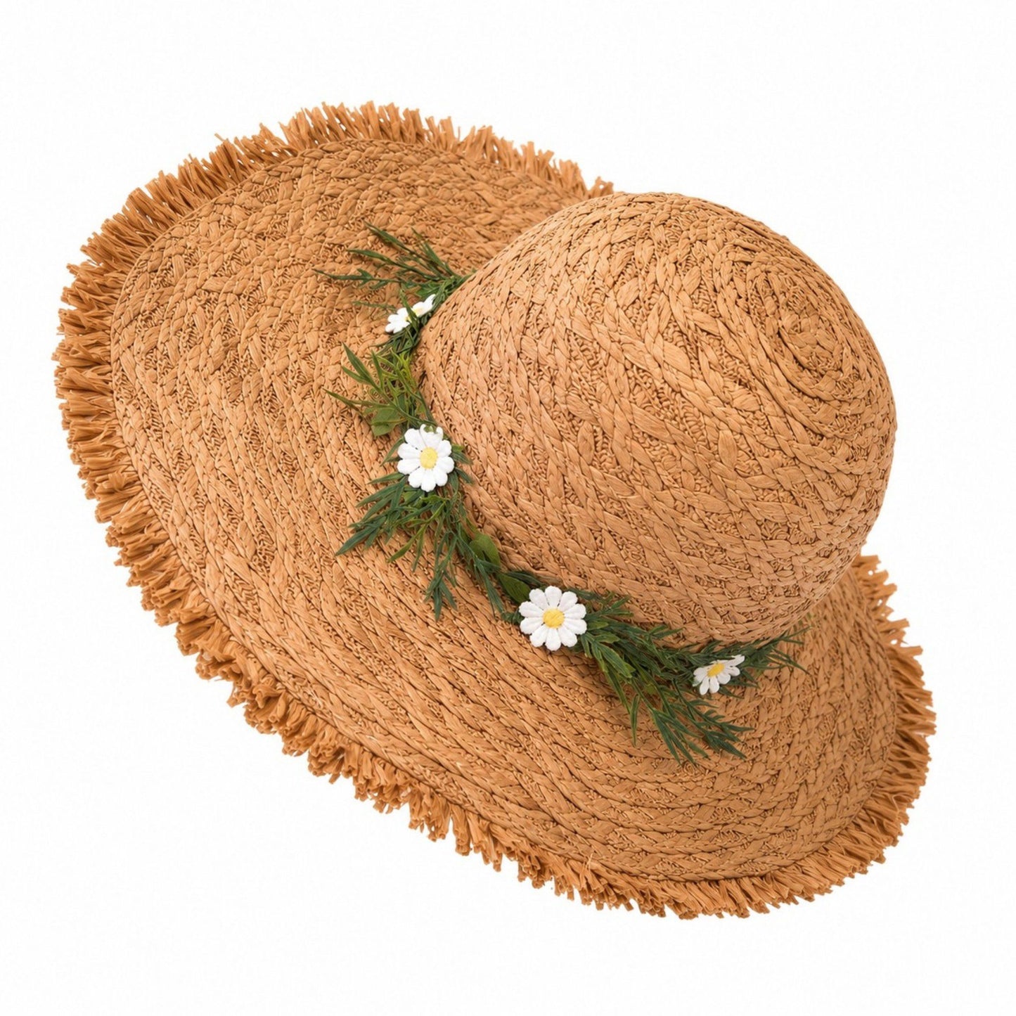 Summer Sun Hat for Women - Straw Beach Hat with Floral Embellishment