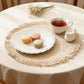 4 Pack Round Woven Fringe Placemats Farmhouse Heat Resistant Table Mats for Dining Table Decor