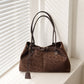 Leopard Print Shoulder Tote Bag with Magnetic Closure Buckle Detail and Tassel
