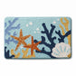 Coastal Beach Scene Plush Bathroom Mat with Umbrella and Ocean Wave Design