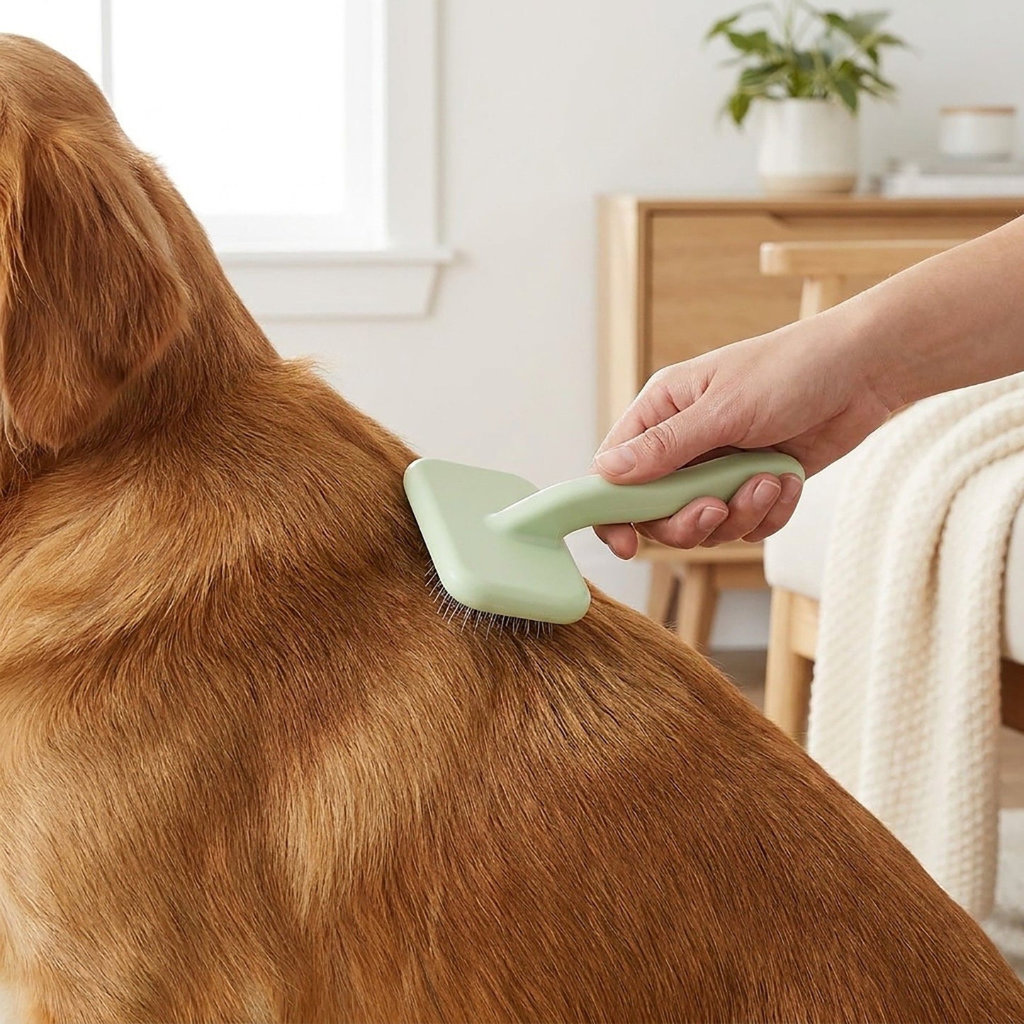 Pet Slicker Brush for Dogs and Cats with Comfortable Handle and Metal Bristles Grooming Tool