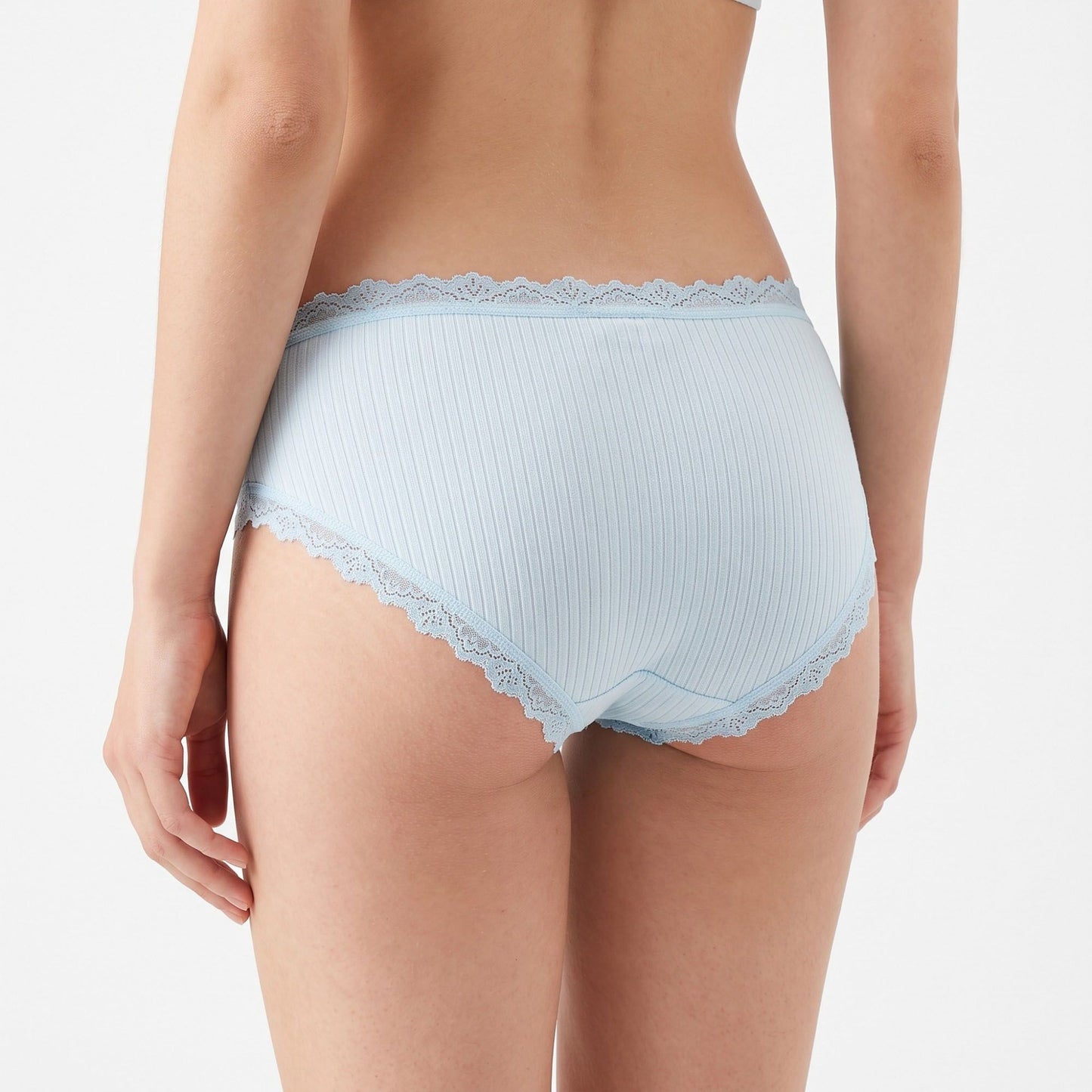 2 Pack Ribbed Lace Trim Bikini Underwear