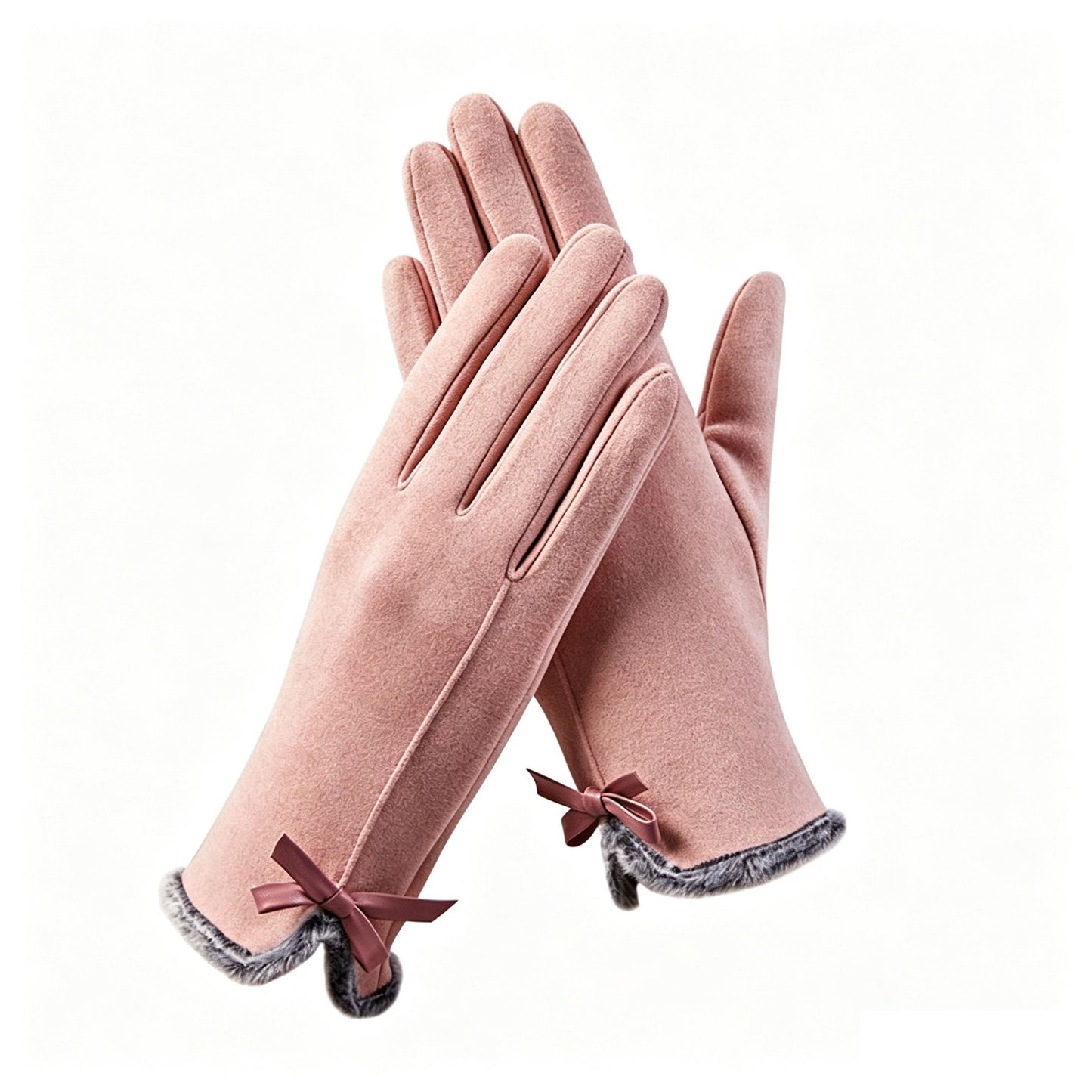 Bow Detail Fleece Lined Touchscreen Winter Gloves