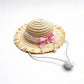 Pet Straw Sun Hat with Lace Trim Bow Adjustable Chin Strap Summer Costume Hat for Cats and Small Dogs