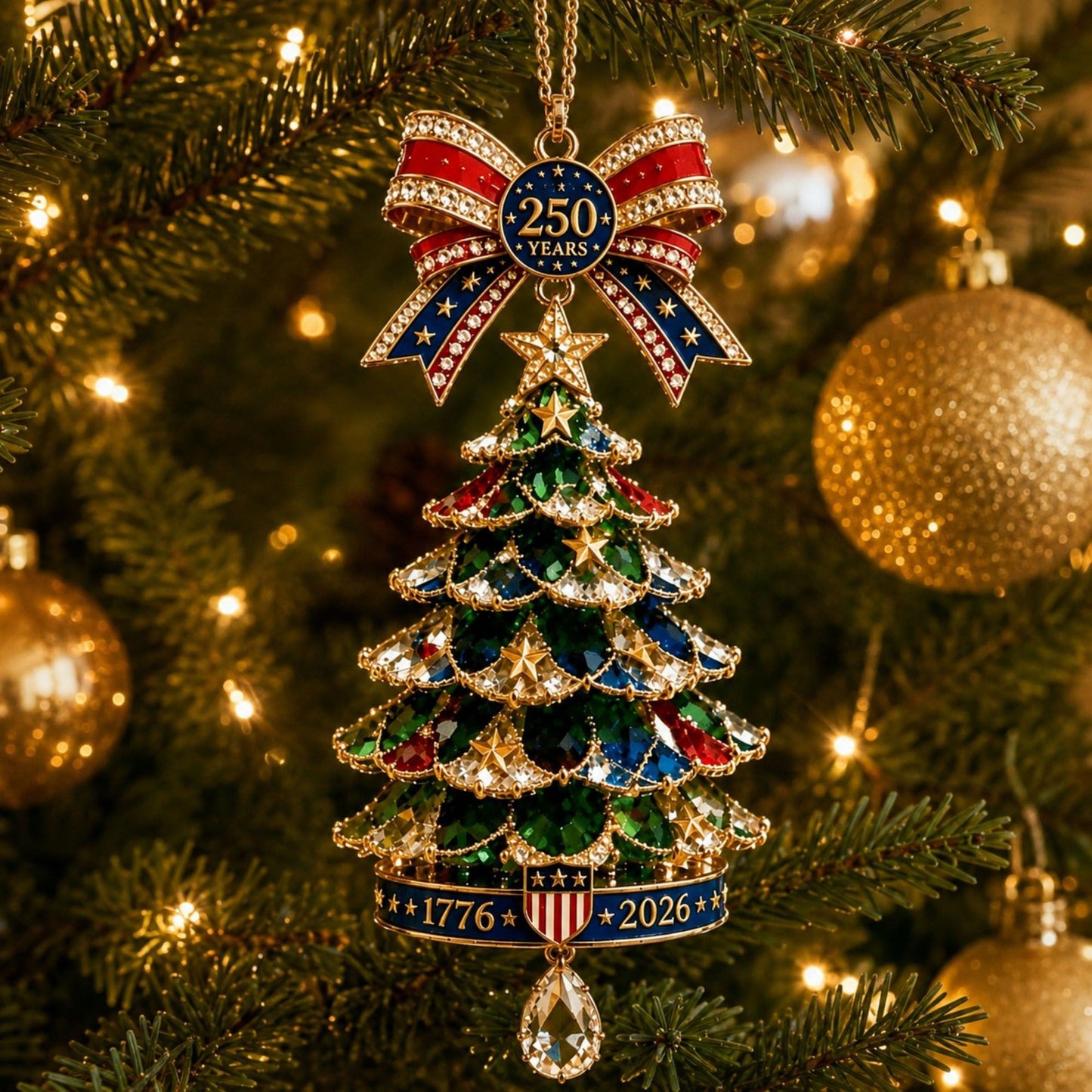 2pc 250 Years Christmas Tree Acrylic Ornaments