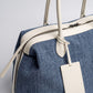 Large Textured Tote Bag with Double Handles and Zip Closure