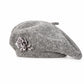 Rhinestone & Flower Embellished Knit Wool Beret