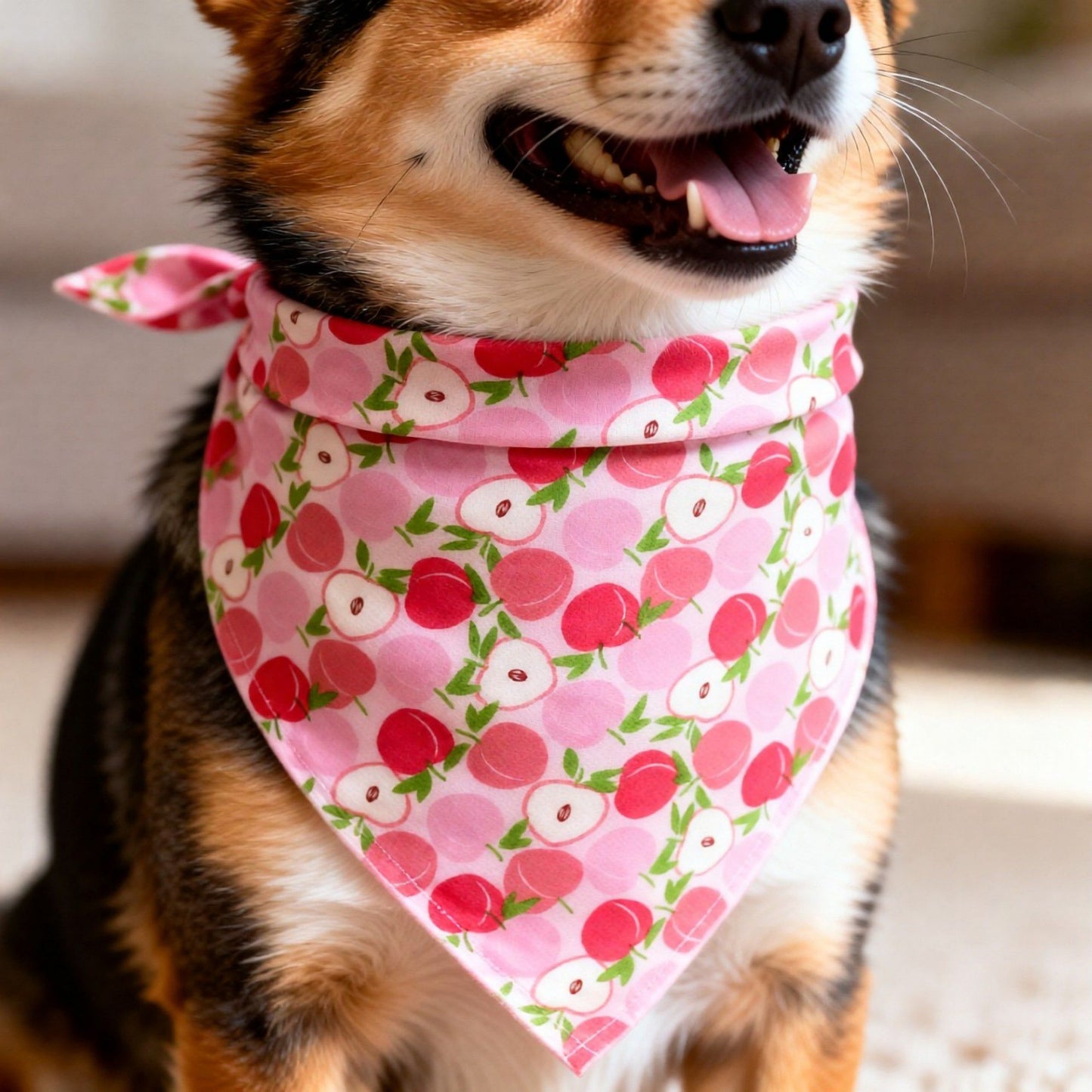 Fruit Print Pet Bandana, Soft Cotton Citrus Pattern Scarf Bib for Small Medium Dogs Cats