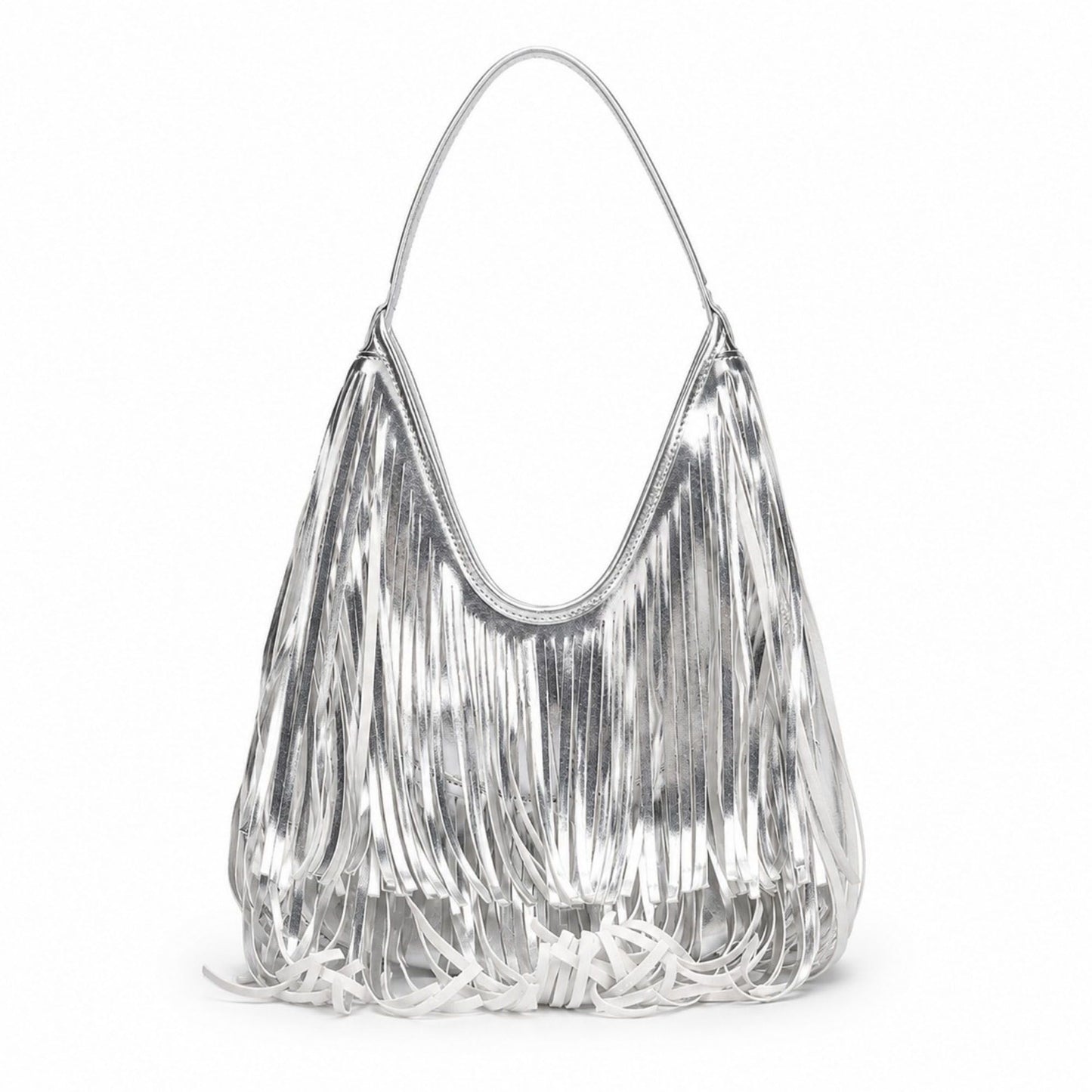 Fringe Shoulder Bag Beige Suede Look Boho Hobo Purse with Long Strap