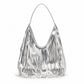 Fringe Shoulder Bag Beige Suede Look Boho Hobo Purse with Long Strap