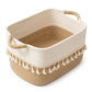 Rope Storage Basket with Tassel Trim and Handles